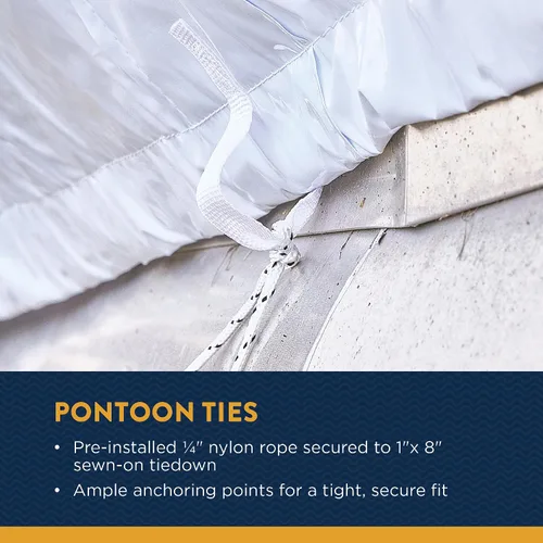 Vista 7 de Transhield Funda para barco pontón, funda de almacenamiento de pontón de 16 pies, resistente, impermeable y reutilizable, cuerda perimetral