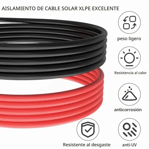 Vista 4 de Cable de extensión de panel solar ELFCULB - 1 par de 10AWG 3 pies, cable de extensión solar negro y rojo, cable de panel solar PV con conectores