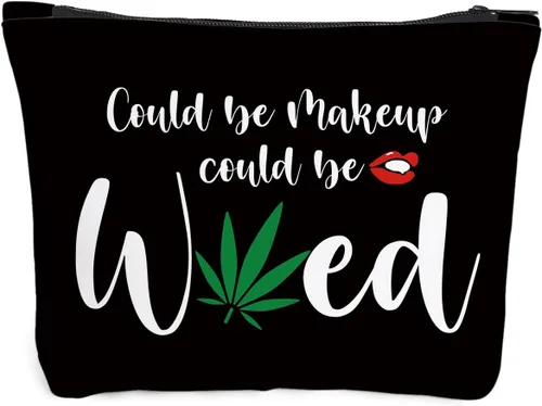 Vista 9 de Fokongna Bolsa de Maquillaje Divertida de Marihuana, Regalos divertidos para mejor amiga, Regalos de Broma para mujeres, Regalo de Viaje