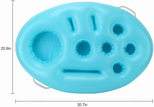 Vista 8 de Inflatable Pool Drink Holder with Large Capacity, Floating Drink Float for Hot Tub, Pool, Beach & Party - Holds Drinks, Phones & Snacks, Easy Azul