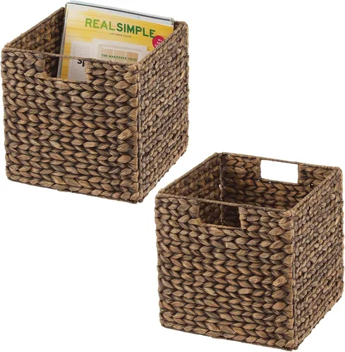 Vista 10 de mDesign L - Cesta de almacenamiento tejida con jacinto, en forma de cubo, 2 unidades Negro