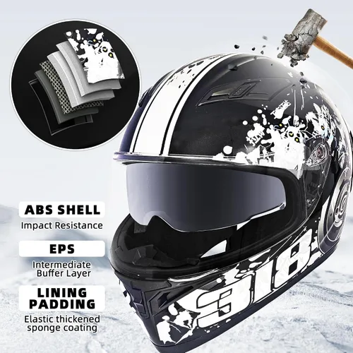 Vista 4 de Cascos de motocicleta de cara completa para adultos, doble visión, moto de calle, carreras, motocicleta ADV, ciclomotor, casco para hombres y Gris