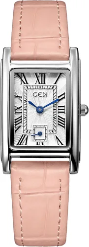 Vista 12 de FANMIS Womens Vintage Rectangular Watches Rose Gold Case Roman Numeral Luxury Wristwatch Square Brown Leather Strap Watch