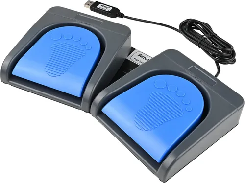 Vista 8 de iKKEGOL Control de montaje de pedal de doble interruptor de pie USB mejorado, programa de interruptor de pie de 2 teclas, teclado de computadora