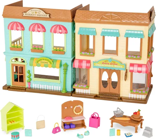 Vista 19 de Li'l Woodzeez Pass – the – Pasta Restaurant Playset – Juego de casa de muñecas de 41 piezas con mesa, bancos, comida y accesorios para juegos de rol