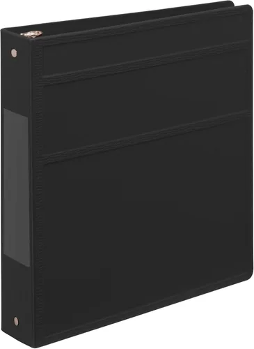 Vista 2 de Carstens Carpeta de 3 anillos resistente de 1.5 pulgadas, apertura lateral, color negro, plástico duradero, anillos sin huecos, fundas impermeables