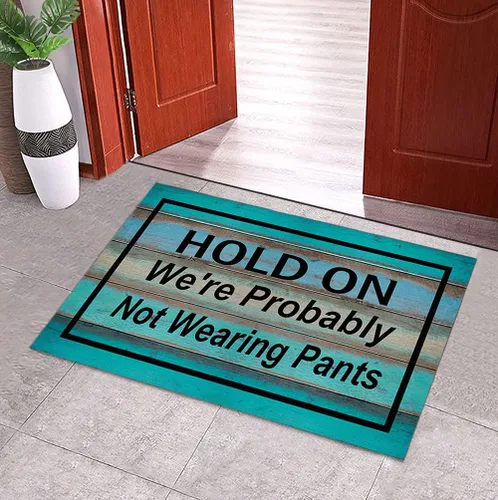 Vista 2 de Tapete de bienvenida para puerta delantera, probablemente no usemos pantalones, divertido tapete para exteriores
