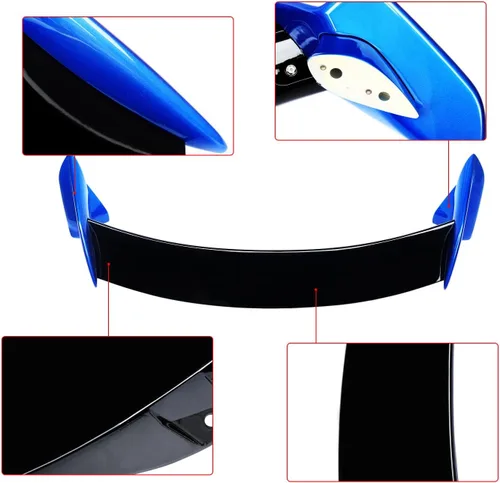 Vista 3 de NINTE Alerón para Honda Civic 2016-2021 de 5 puertas Hatchback, pintado en ABS con acabado brillante negro y azul estilo Type-R para alerón trasero