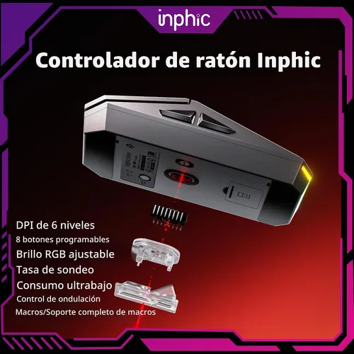 Vista 5 de INPHIC Ratón inalámbrico Cyber Silent, Tri-Mode 12000 DPI ratón
