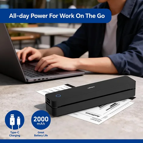 Vista 3 de HPRT MT610 Portable Thermal Inkless Printer for iPhone/Android Supports Thermal Paper, Multi-User Bluetooth, Compatible with iOS/Windows/Laptop