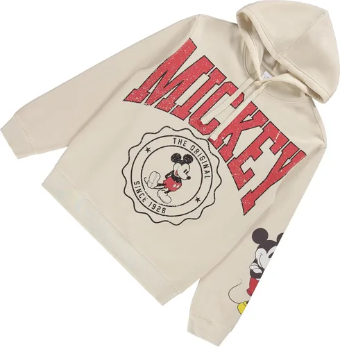 Vista 6 de Disney Sudadera con capucha de Mickey Mouse para mujer, diseño clásico de Mickey y Minnie Mouse, Crema
