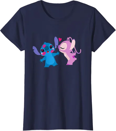 Vista 35 de Disney Stitch and Angel - Camiseta para el día de San Valentín Negro