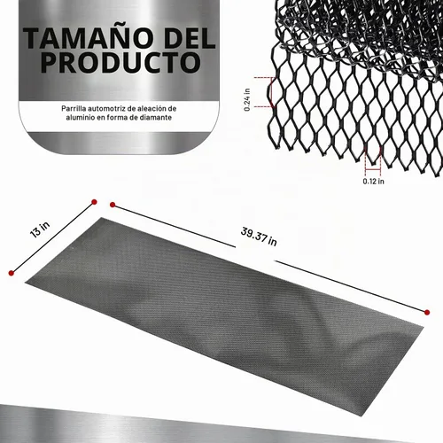 Vista 2 de 1 PC Malla de Diamante Automotriz, Rollo de Malla de Parrilla Multifuncional de Aleación de Aluminio, 39.37" x 12.99" Pulgadas Malla de Salida