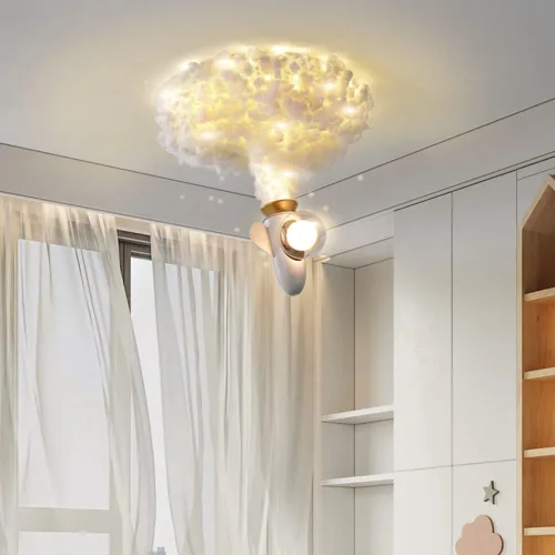 Vista 7 de Candelabros LED, luz LED de montaje empotrado de dibujos animados, lámpara de techo creativa en forma de cohete blanco, luz de techo con pantalla