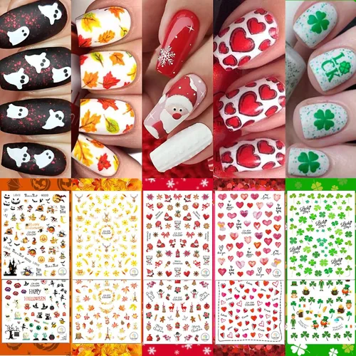 Vista 9 de winthrop 12 hojas de calcomanías de Pascua para uñas, tiras completas de esmalte de uñas, calcomanías autoadhesivas para arte de uñas, lindos huevos