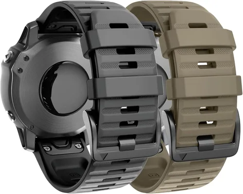 Vista 13 de ANCOOL Compatible con banda Fenix 6X/7X de 26mm Quickfit, correa de silicona suave de repuesto para relojes inteligentes Fenix 5X/Fenix 8 de Verde