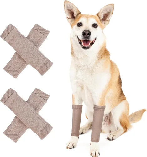 Vista 15 de ROZKITCH Protector de codo para perro, 2 patas delanteras y 2 patas traseras para rodilla, envoltura para codo de mascota, protector para calentar