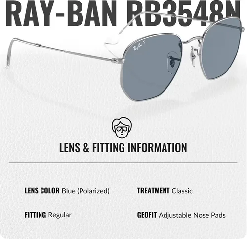 Vista 73 de Ray-Ban RB3548N Lentes planas hexagonales, gafas de sol cuadradas y redondas con kit oficial de gafas