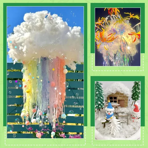 Vista 5 de Relleno de poliéster, decoraciones de Navidad para interiores, nubes blancas como la nieve artificiales de algodón para decoración, mantas de nieve