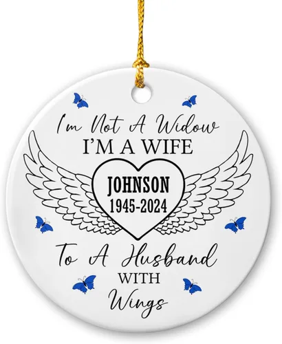 Vista 16 de Adorno de Navidad cardenal rojo conmemorativo personalizado, adorno de cerámica cardenal enviado del cielo, adorno de recuerdo para la pérdida de un