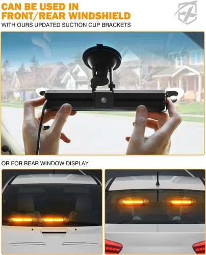 Vista 7 de Xprite Luces Estroboscópicas de Emergencia Ámbar para Tablero, Luz Intermitente Interior del Parabrisas con Ventosas para Camiones de Construcción