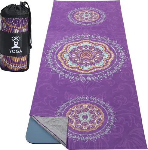 Vista 10 de MoKo Toalla de Yoga, Toalla de Yoga Caliente Antideslizante con Patrón de Estampado en Manta Rápido de Secado con Bolsillo en la Esquina