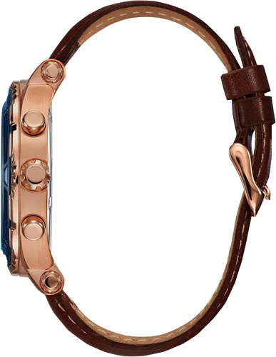 Vista 2 de Guess Hombre piel café y Rose Gold-Tone Reloj Deportivo