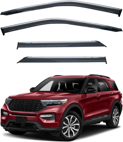 Vista 11 de 4 piezas de protección solar de protección contra la lluvia compatibles con CRV CR-V 2007-2011 tinte de humo con ribete cromado, cinta de montaje