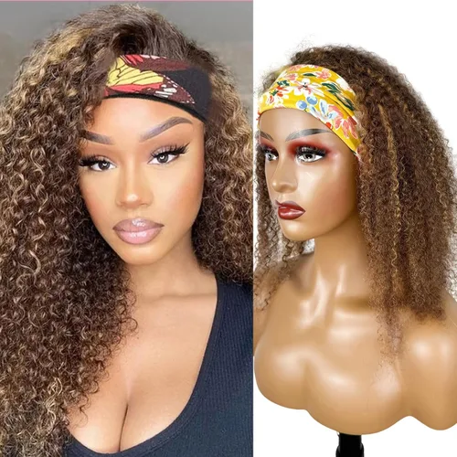 Vista 18 de Boopwine Peluca de cabello humano rizado con diadema para mujeres negras, 28 pulgadas, sin pegamento, sin encaje frontal, peluca de cabello virgen