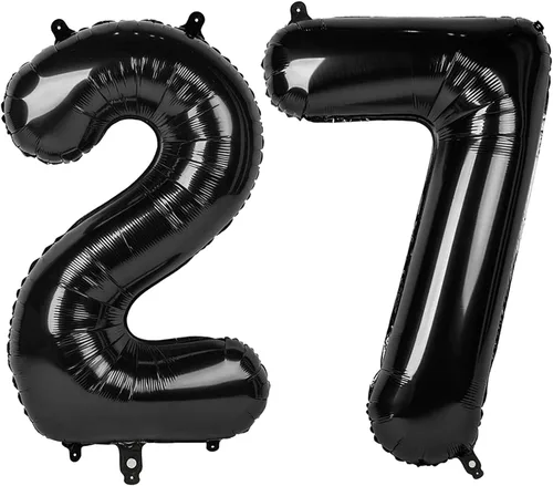 Vista 73 de Globos con números de 40 pulgadas, color negro, para decoraciones de cumpleaños de 10 a 100 años Jumbo 40In & Vibrant Color, With Hanging Holes