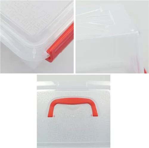 Vista 4 de Mini caja de almacenamiento de plástico con asa, 3 cuartos de galón, paquete de 6