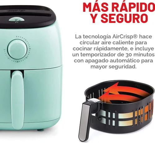 Vista 8 de Dash Tasti-Crisp - Freidora de aire pequeña, 2.6 cuartos de galón, 1-2 personas, aguamarina