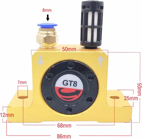 Vista 2 de Vibrador de turbina neumática GT8 Serie GT Vibrador de turbina neumática 1/8 "Componentes del sistema neumático industrial Vibradores de turbina