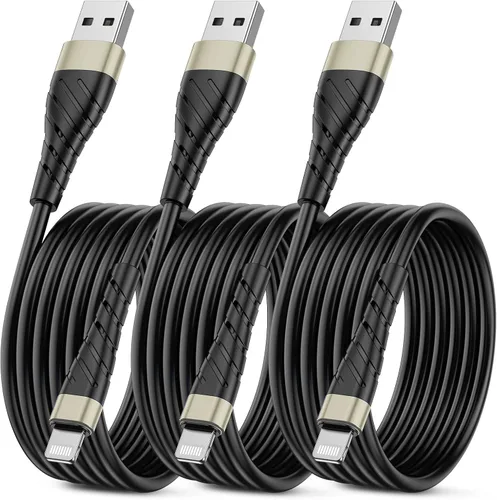 Vista 26 de Cable de carga corto con certificación MFi para iPhone, paquete de 3 unidades de 1 pie, 12 pulgadas para cable de carga Lightning, cable de datos