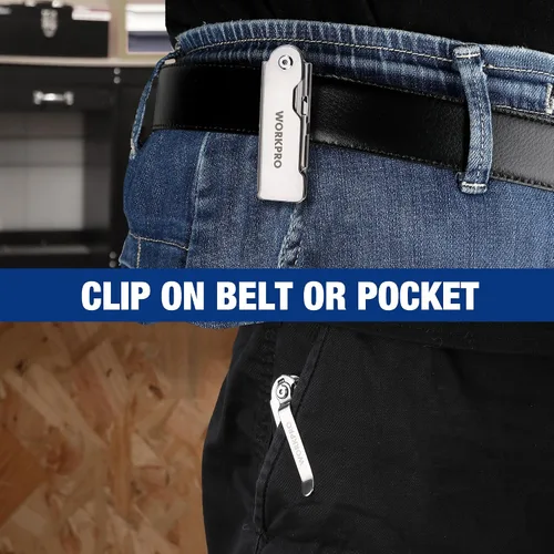 Vista 8 de WORKPRO Juego de cuchillos de bolsillo plegables de cambio rápido de 3 piezas con clip para cinturón