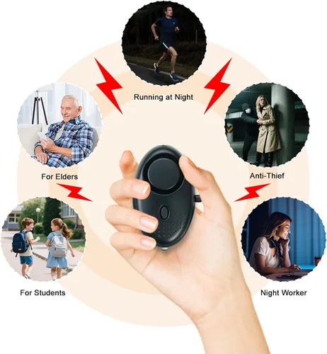 Vista 5 de Juego de 10 llaveros de accesorios para mujer con alarma de seguridad, silbato y llavero de pulsera