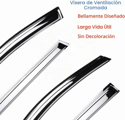 Vista 4 de Viseras laterales cromadas para ventana, deflector de ventilación de viento para Chevry Colorado/GMC Canyon Crew Cab 2004-2012, 4 piezas de montaje