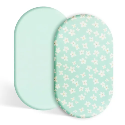Vista 7 de Sábanas de moisés de bebé para niñas y niños, paquete de 2 sábanas de bebé para colchón de moisés cuadrado rectangular ovalado, 33 x 16 pulgadas