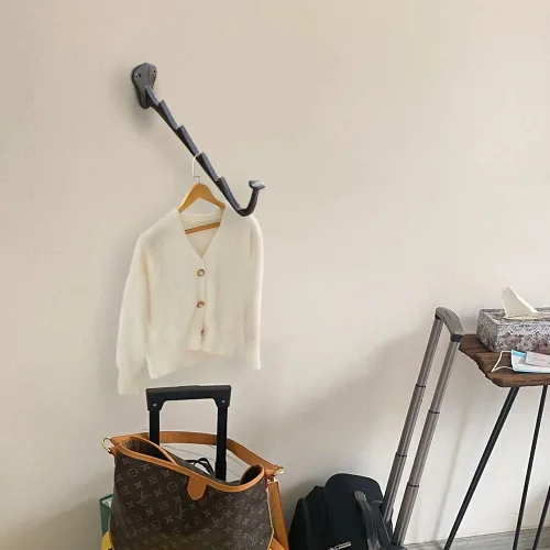 Vista 3 de Estante de secado de hierro fundido resistente para montaje en pared, estilo vintage, ahorro de espacio, para sala de estar, balcón, baño, cuarto