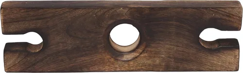 Vista 2 de GoCraft Botella de vino de madera antigua hecha a mano y soporte para vidrio, soporte rústico de encimera para 1 botella y 2 vasos, organizador