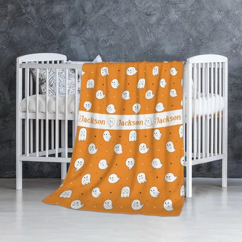 Vista 2 de Cute Ghosts - Manta de bebé personalizada para recién nacido, regalos para Halloween y Navidad, 40 x 30 pulgadas