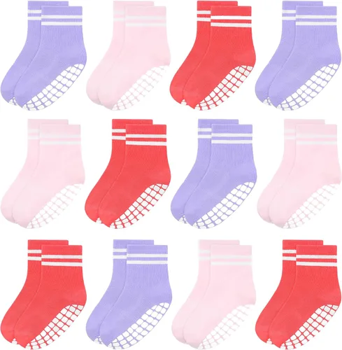Vista 15 de Tphon Calcetines para Niños Pequeños, Calcetines Antideslizantes para Bebés para Niños y Niñas, 12 Pares de Calcetines para Niños Infantes de 6M-10
