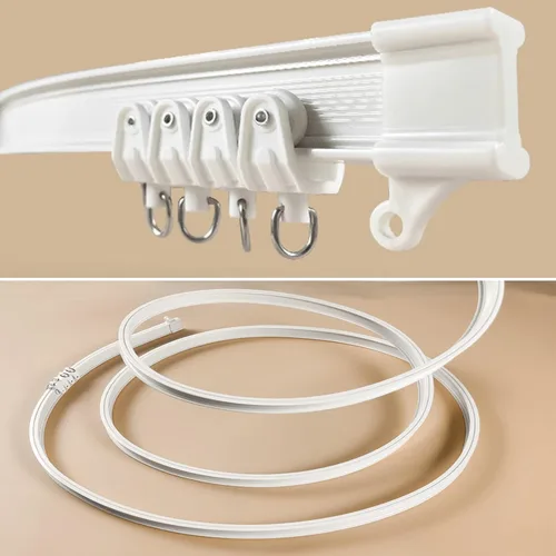 Vista 2 de Riel de cortina flexible de techo Riel de cortina curvado de 9.8 pies (3 m) con rodillos silenciosos Montaje flexible para ducha, ventana