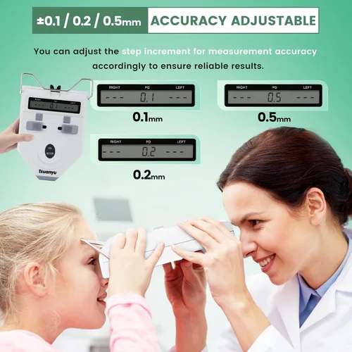 Vista 3 de Pupilómetro digital óptico con función de memoria, medidor de distancia de pupila LCD, compensación de dioptrías, herramienta de medición PD