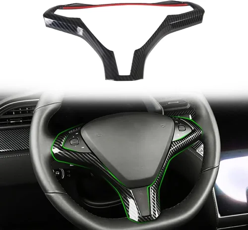 Vista 10 de OBL Funda para Consola Central y Salpicadero para Tesla Model X Model S 2014-2020, Accesorios para Interior de Coche ABS, Imitación de Fibra