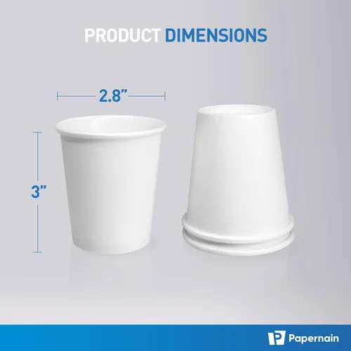 Vista 3 de Vasos desechables de papel caliente [6 onzas, 200 unidades, blanco]