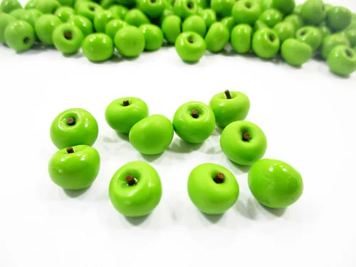 Vista 2 de Casa de muñecas en miniatura Lote de comida 20 Manzana verde Suministro de fruta Deco para encantos Casa de muñecas Comida - 6876 Handcrafted clay