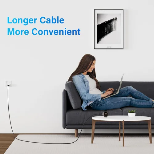 Vista 8 de Cable cargador de reloj Garmin en ángulo recto de 6 pies, paquete de 2 unidades, USB A de 90 grados a Garmin Cable adaptador de carga rápida