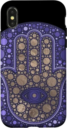 Vista 5 de Funda para iPhone 11 Purple Evil Eye and Hamsa Hand