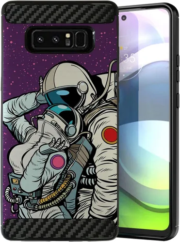 Vista 9 de CasesOnDeck - Funda compatible con Samsung Galaxy Note 8 (Carbon Flex) y Note 8, diseño moderno de ajuste delgado, con golpes y caídas (astronauta)
